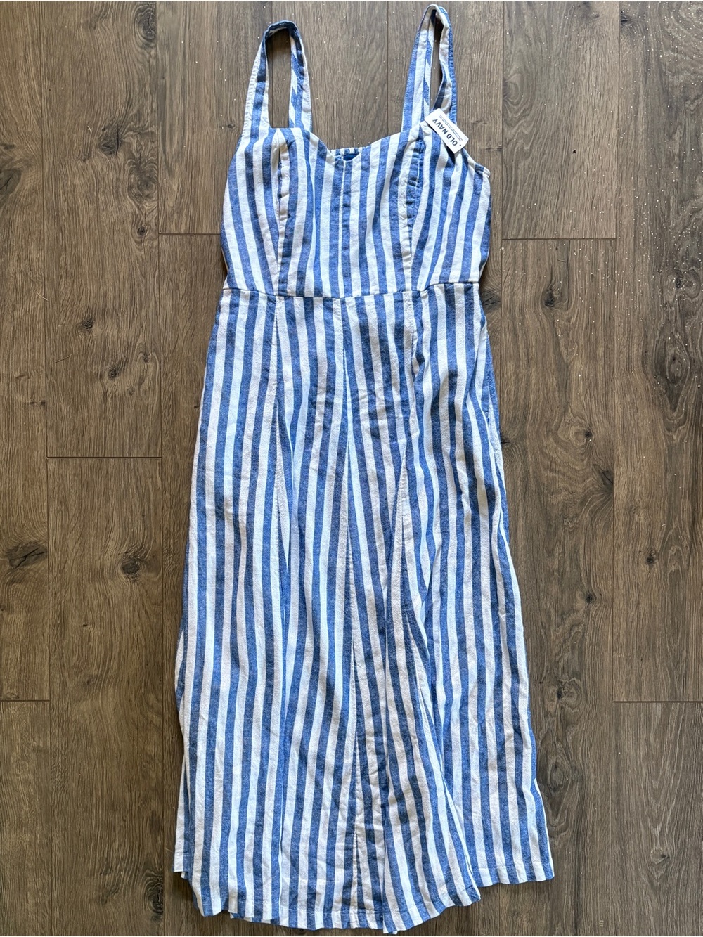 Old Navy Blue White Striped Midi Dress M Tall NWT